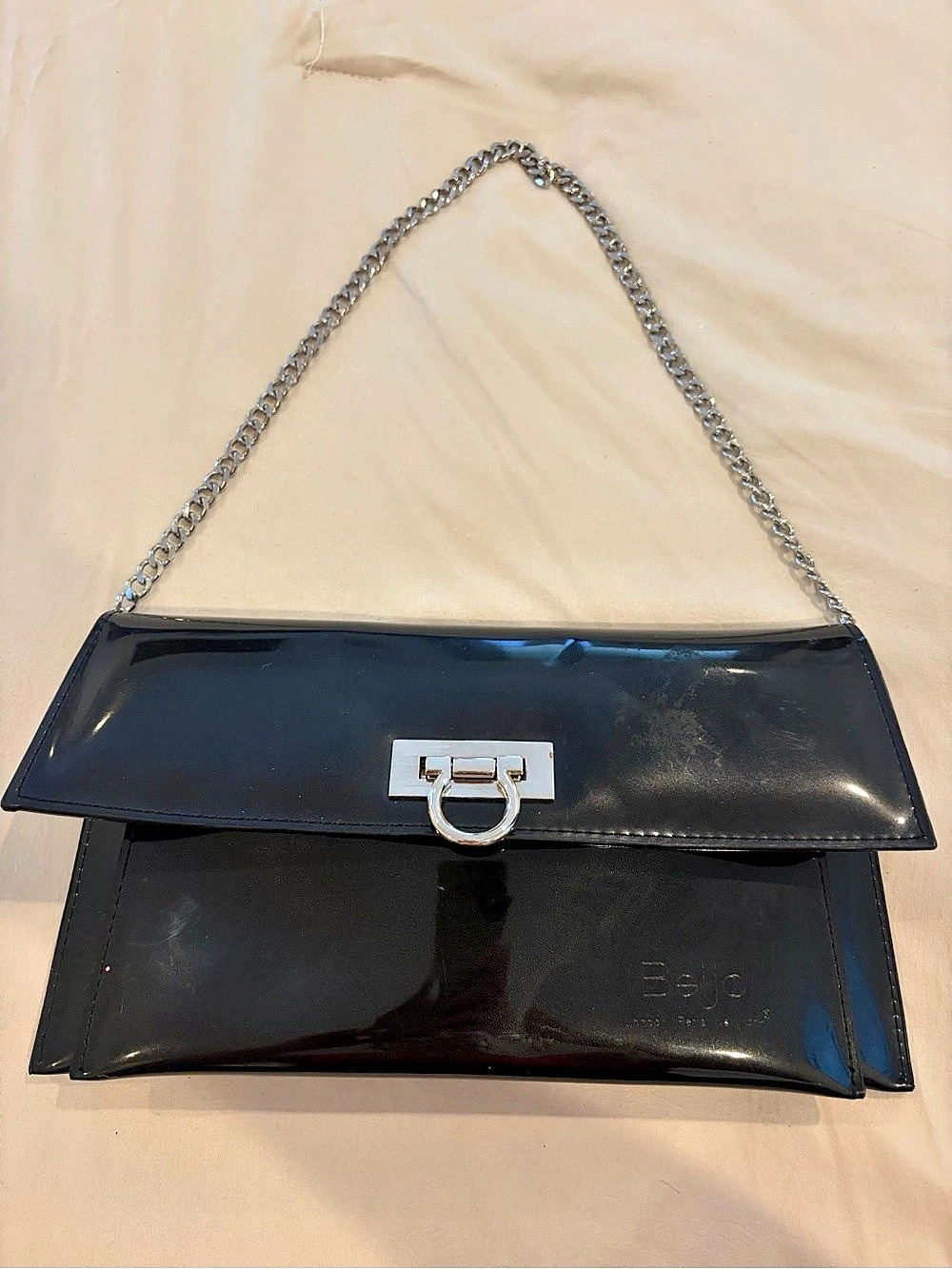 Bejo Black Chain Shoulder Clutch
